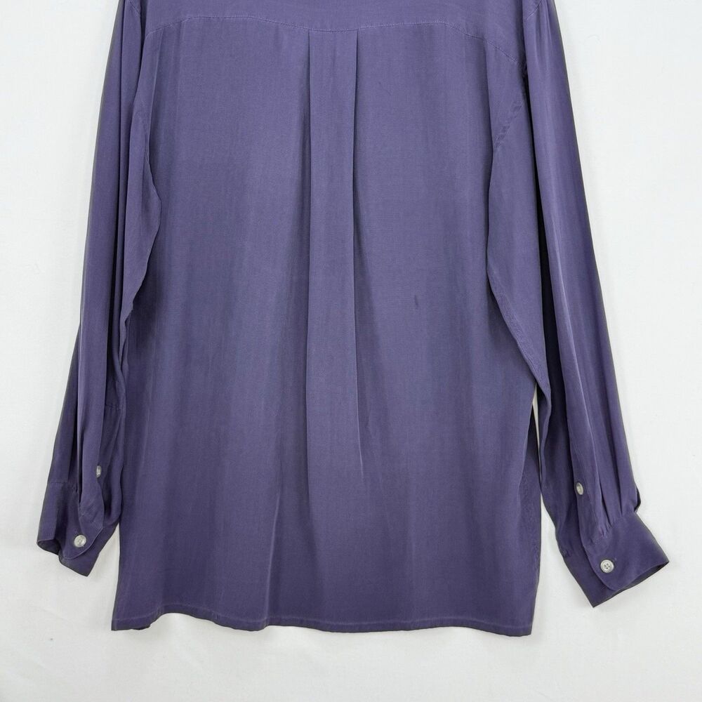 Porcini by Brietta 100% Silk Button Down Shirt Purple Mens Small Classic - Picture 7 of 16